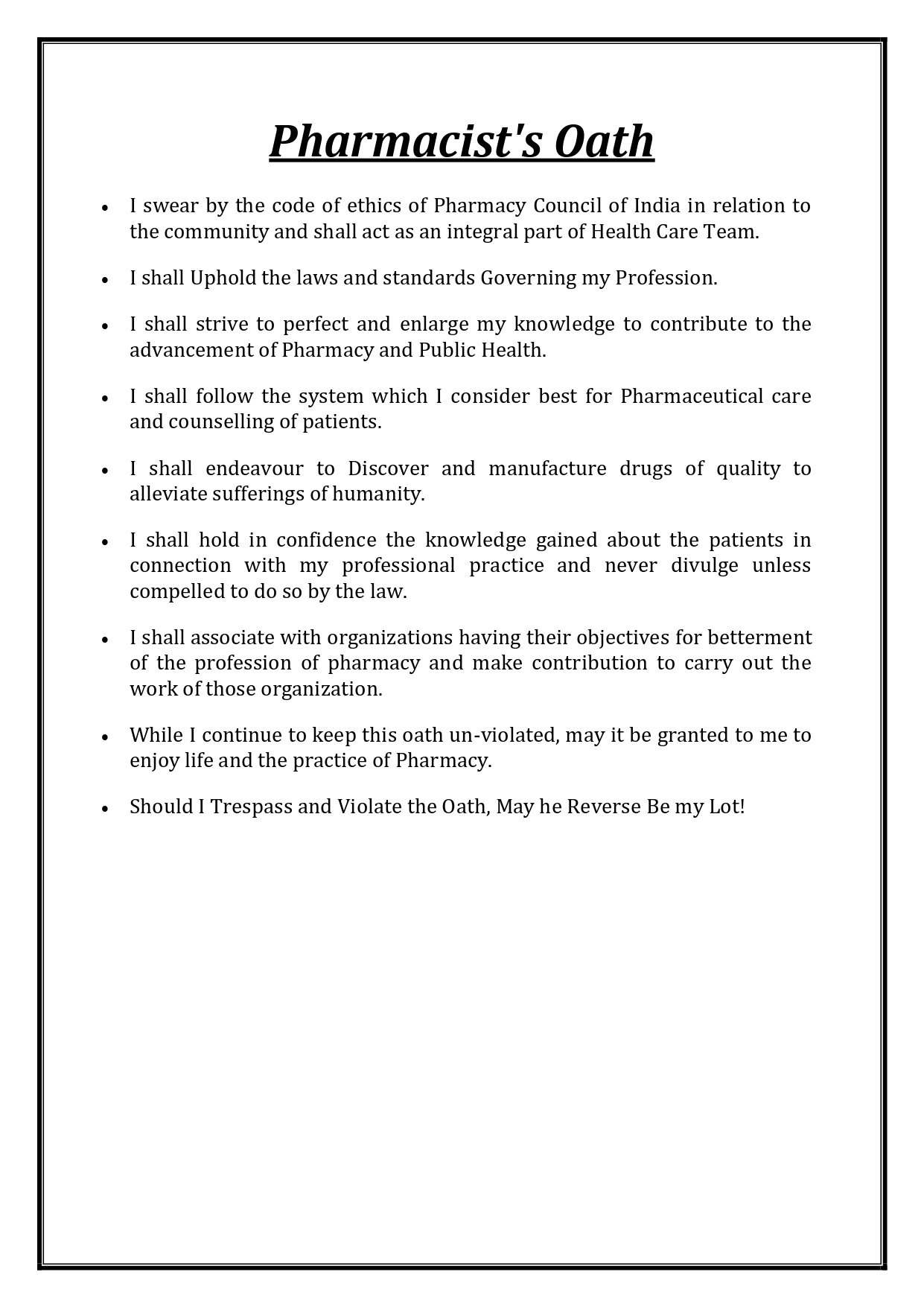 Pharmacist's Oath